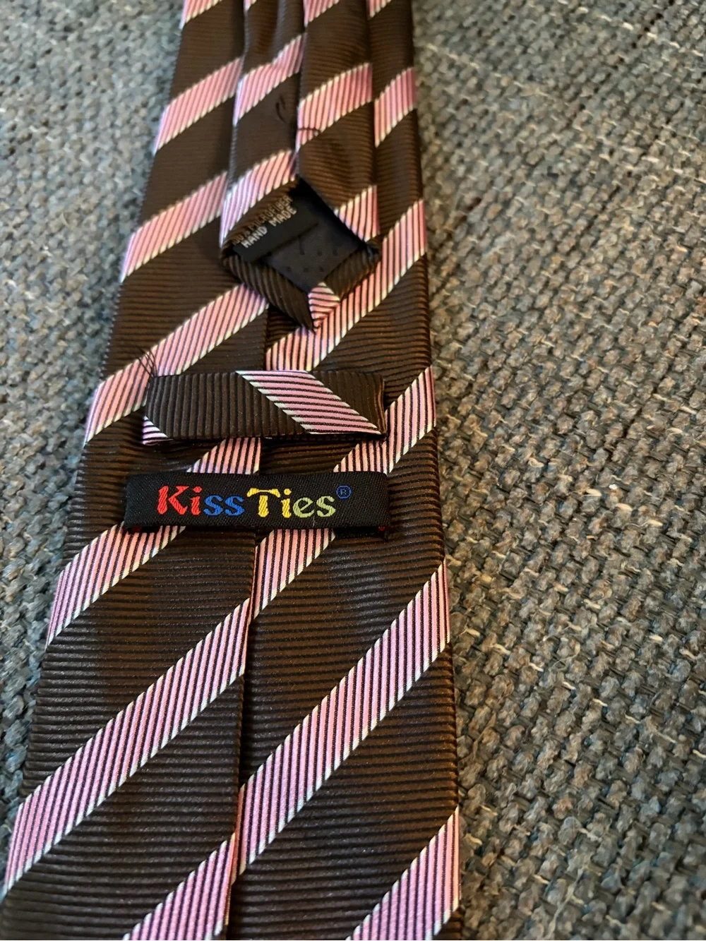 KissTies Striped Plum and Pink Men's Silk Tie